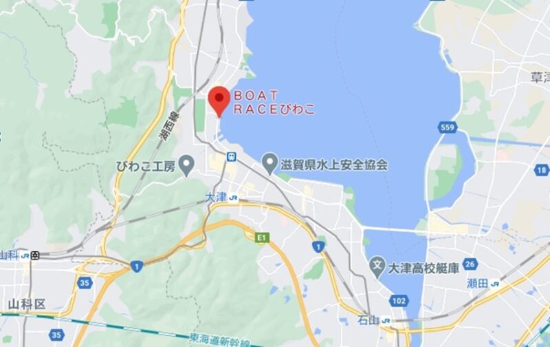 びわこ競艇場へのアクセスマップ