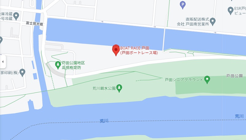 戸田競艇の場所（Googleマップ）